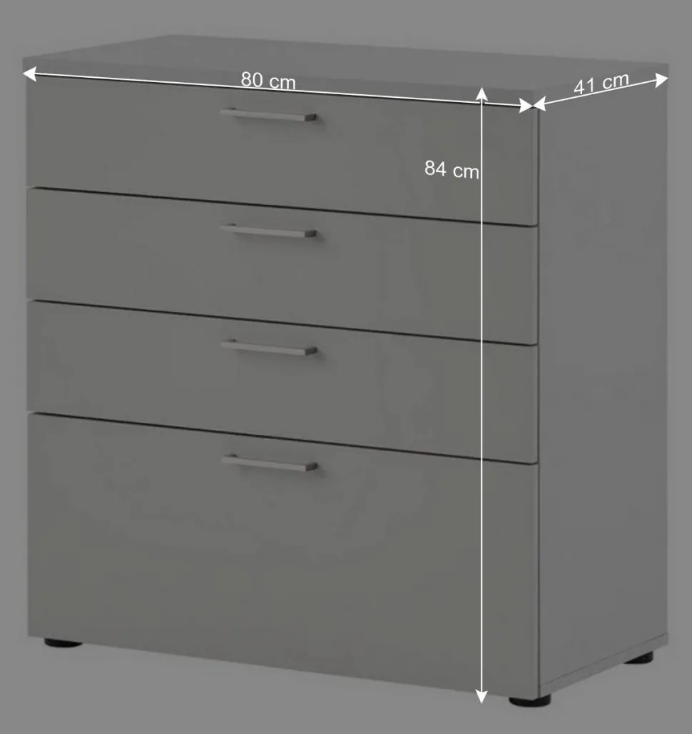 80x84x41 Büro Kommode in Lichtgrau - Bowsla
