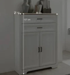 86x127x38 Büro Ordnerschrank 2-türig & 2 Schubladen - Mehady