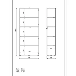 80x196x37 Büroschrank & Regal Kombi - Laszlo (zweiteilig)