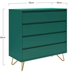 90x90x40 cm 4 Schubladen Kommode in Grün - Ricriava