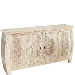 166x85x40 cm Akazie Sideboard in White Wash - Omie