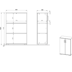 80x123x40 cm Aktenschrank 2-türig - Andrass