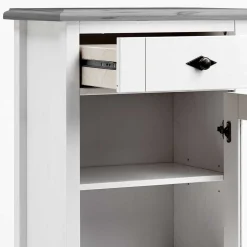 55x149x35 cm Badezimmer Vitrine in Weiß & Grau - Mirandesca