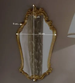 55x92x8 cm Barock Wandspiegel in Gold - Motiz