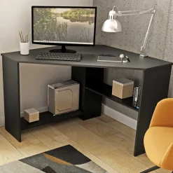 80x73x80 cm Eckschreibtisch in Schwarzgrau - Gionna