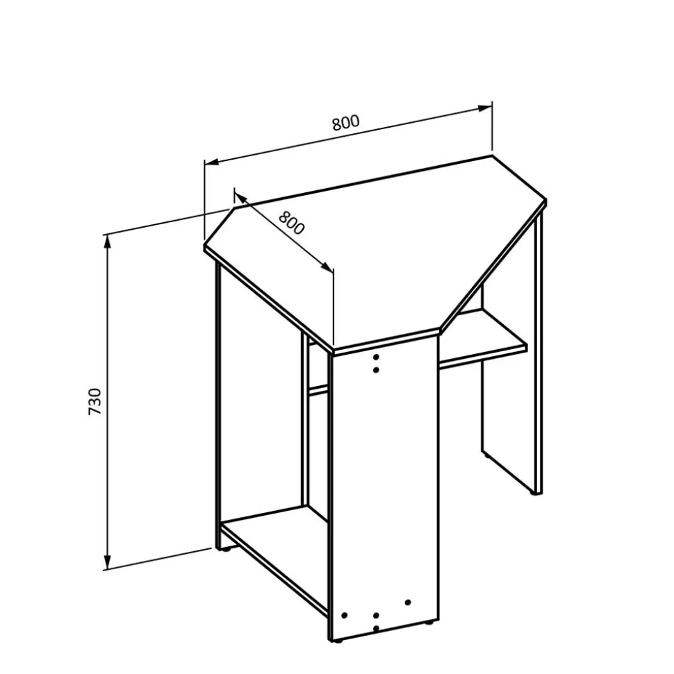 80x73x80 cm Eckschreibtisch in Schwarzgrau - Gionna