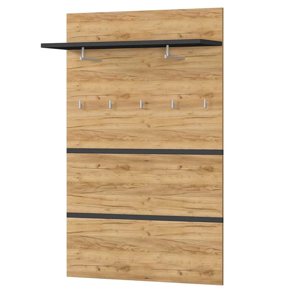 96x14x30 cm Garderobe Paneel in Wildeiche & Grau - Orsecca