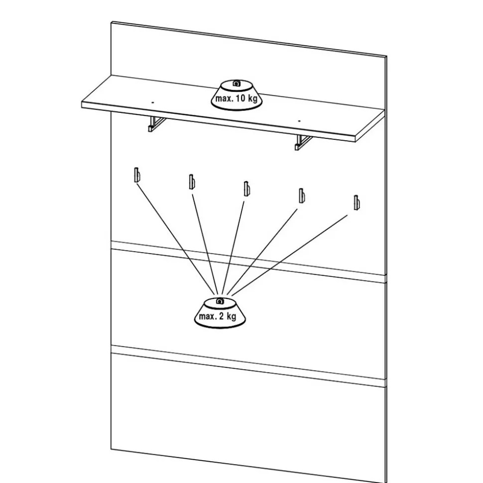 96x14x30 cm Garderobe Paneel in Wildeiche & Grau - Orsecca
