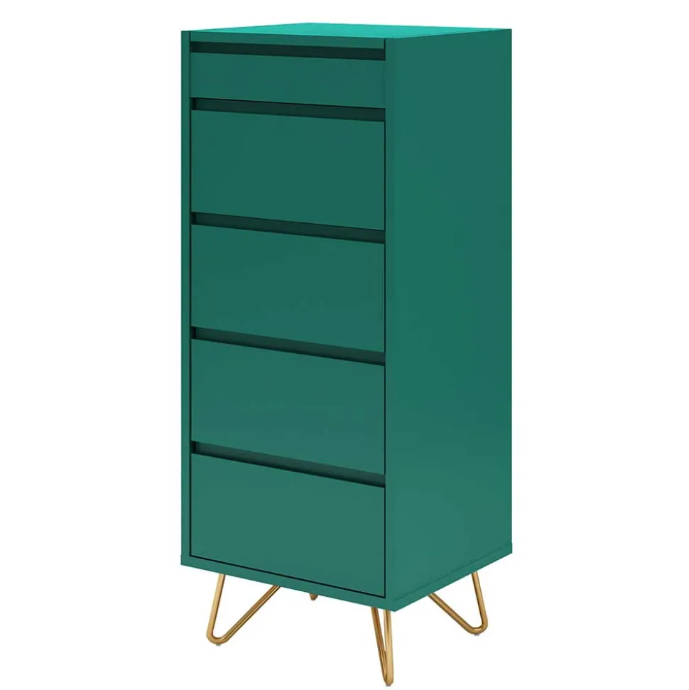 45x110x40 cm Grüne Hochkommode mit Spiegel - Ricriava