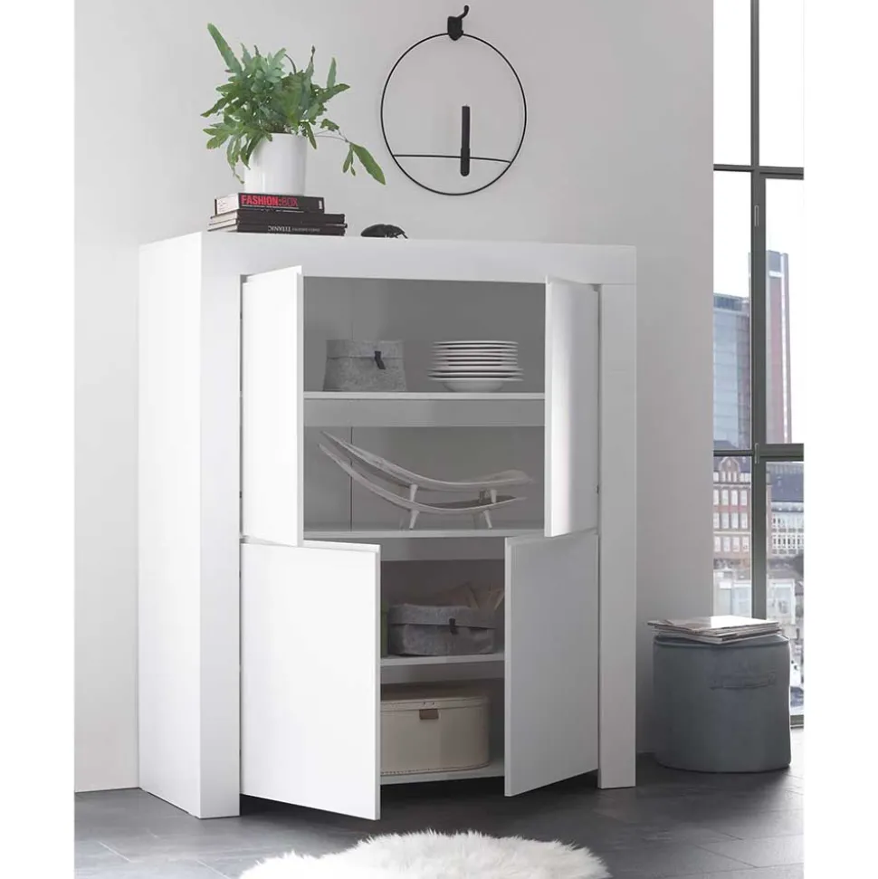 110x140x42 cm Highboard in Weiß lackiert - Mikes