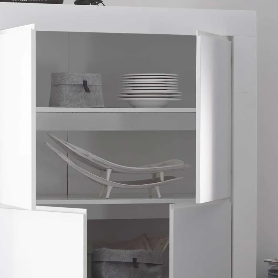 110x140x42 cm Highboard in Weiß lackiert - Mikes