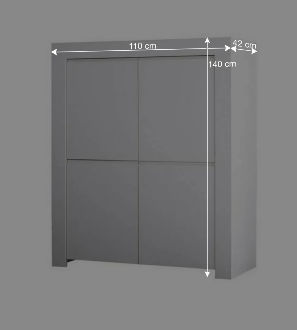110x140x42 cm Highboard in Weiß lackiert - Mikes