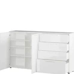 186x107x40 cm Hochglanz Sideboard in Weiß - Alida
