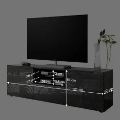 181x57x42 cm Hochglanz TV Element in Grau - Ipatal I