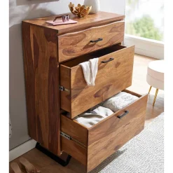 80x120x42 cm Hochkommode aus Sheesham massiv - Elmin