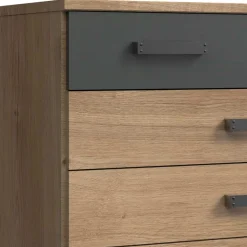 91x103x40 cm Hochkommode in Plankeneiche NB & Grau - Corpus