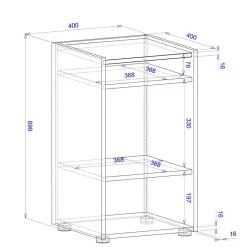 40x70x40 cm Kleines Regal mit drei Fächern - Nonessia