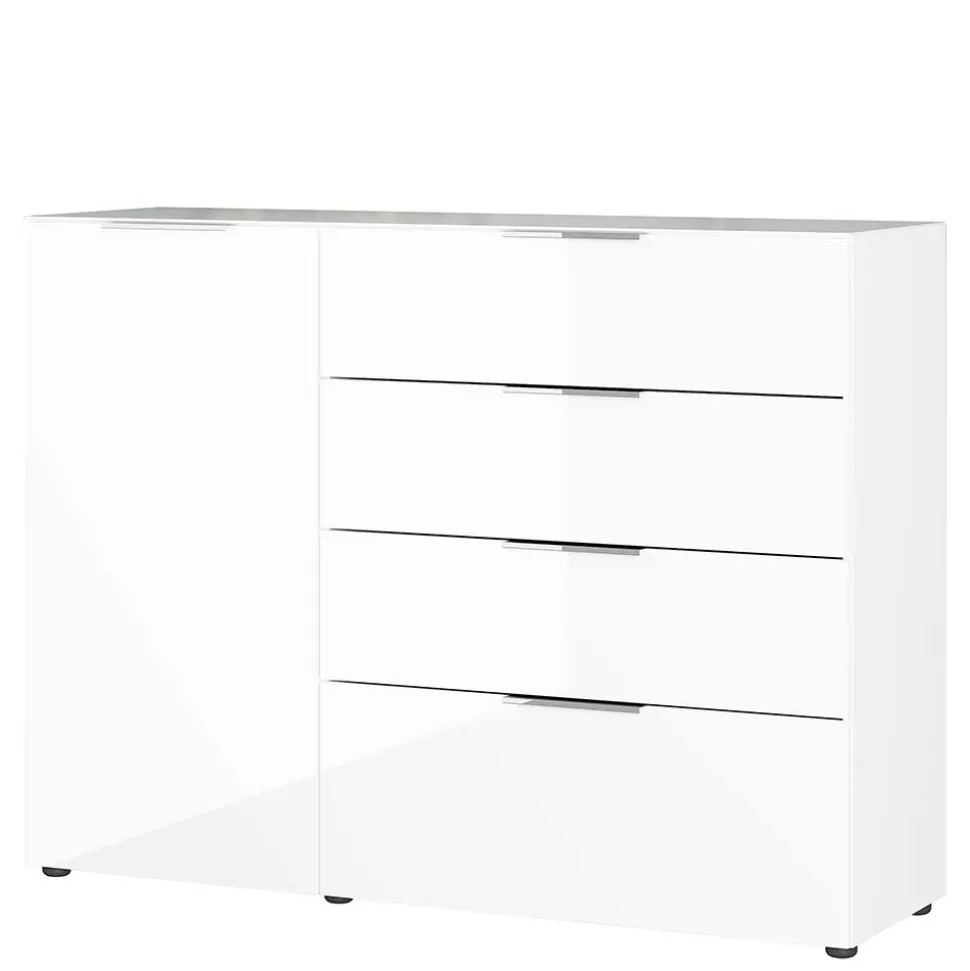 134x101x42 cm Kommode in Weiß mit Glas - Rufu