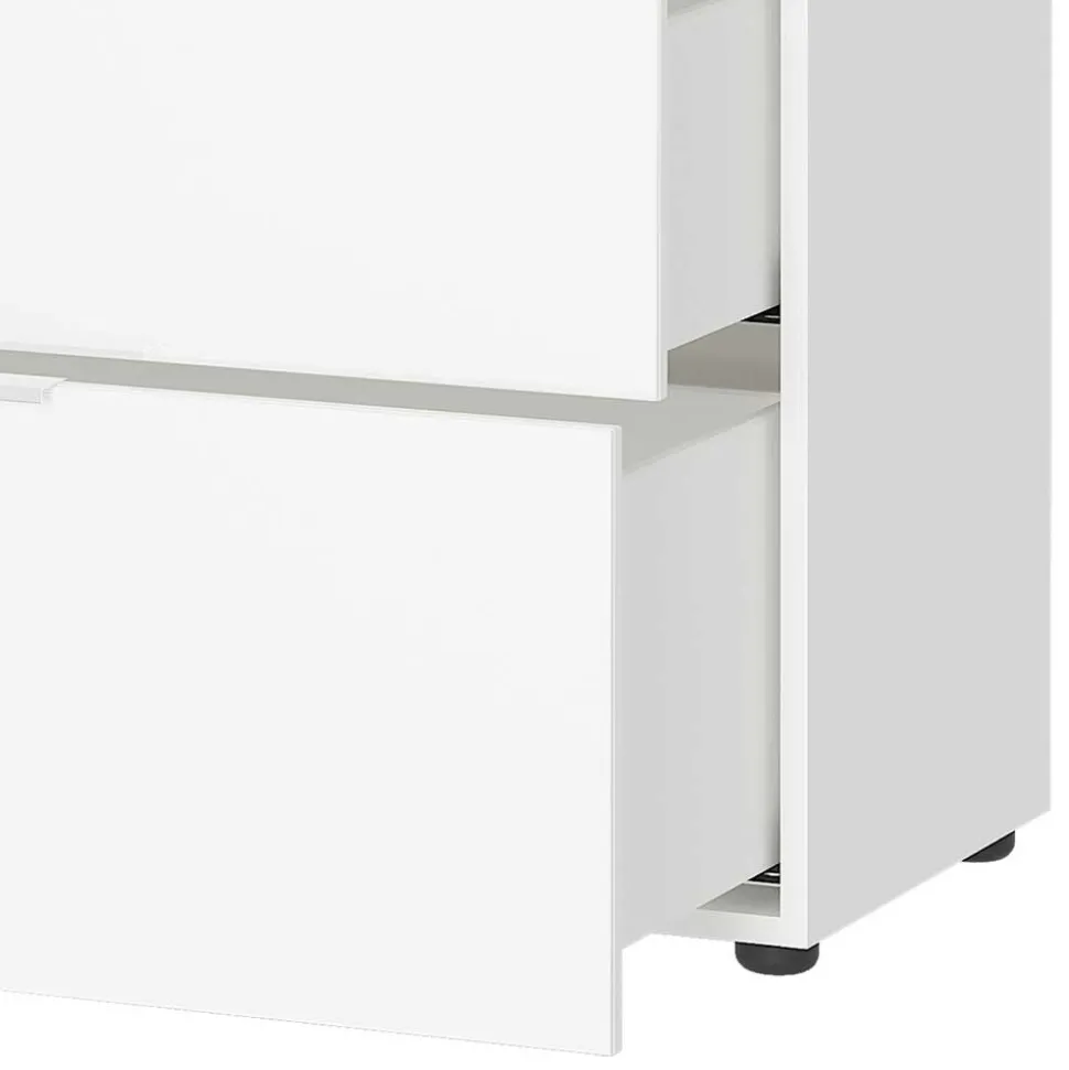 134x101x42 cm Kommode in Weiß mit Glas - Rufu