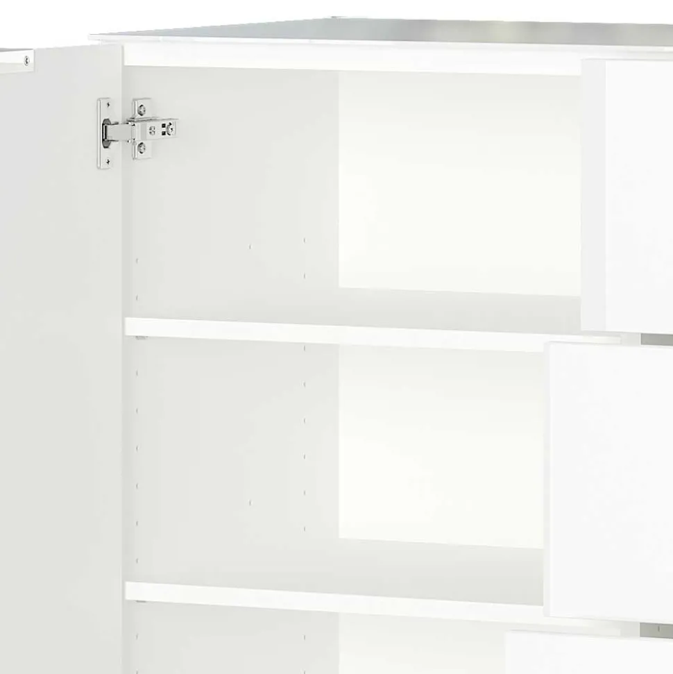 134x101x42 cm Kommode in Weiß mit Glas - Rufu