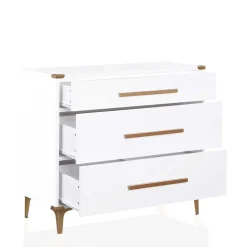 91x81x46 cm Kommode in Weiß und Messing - Onan