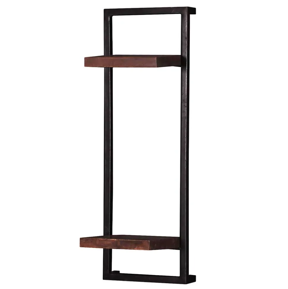 30x80x11 cm Metall Wandregal mit zwei Ablagen - Solapura