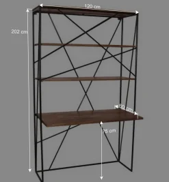 120x202x60 cm Regal mit Schreibtisch im Loft Style - Offia