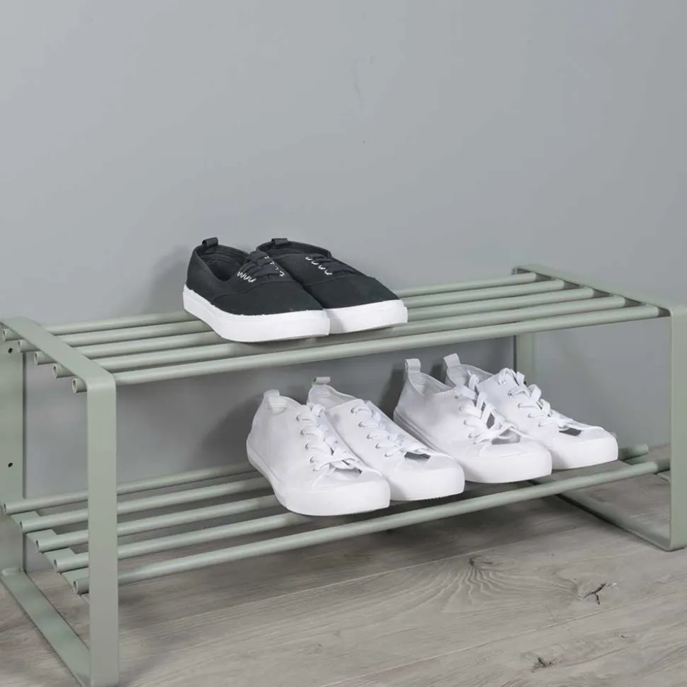 70x29x27 cm Schuhregal aus Stahl in Graugrün - Mion