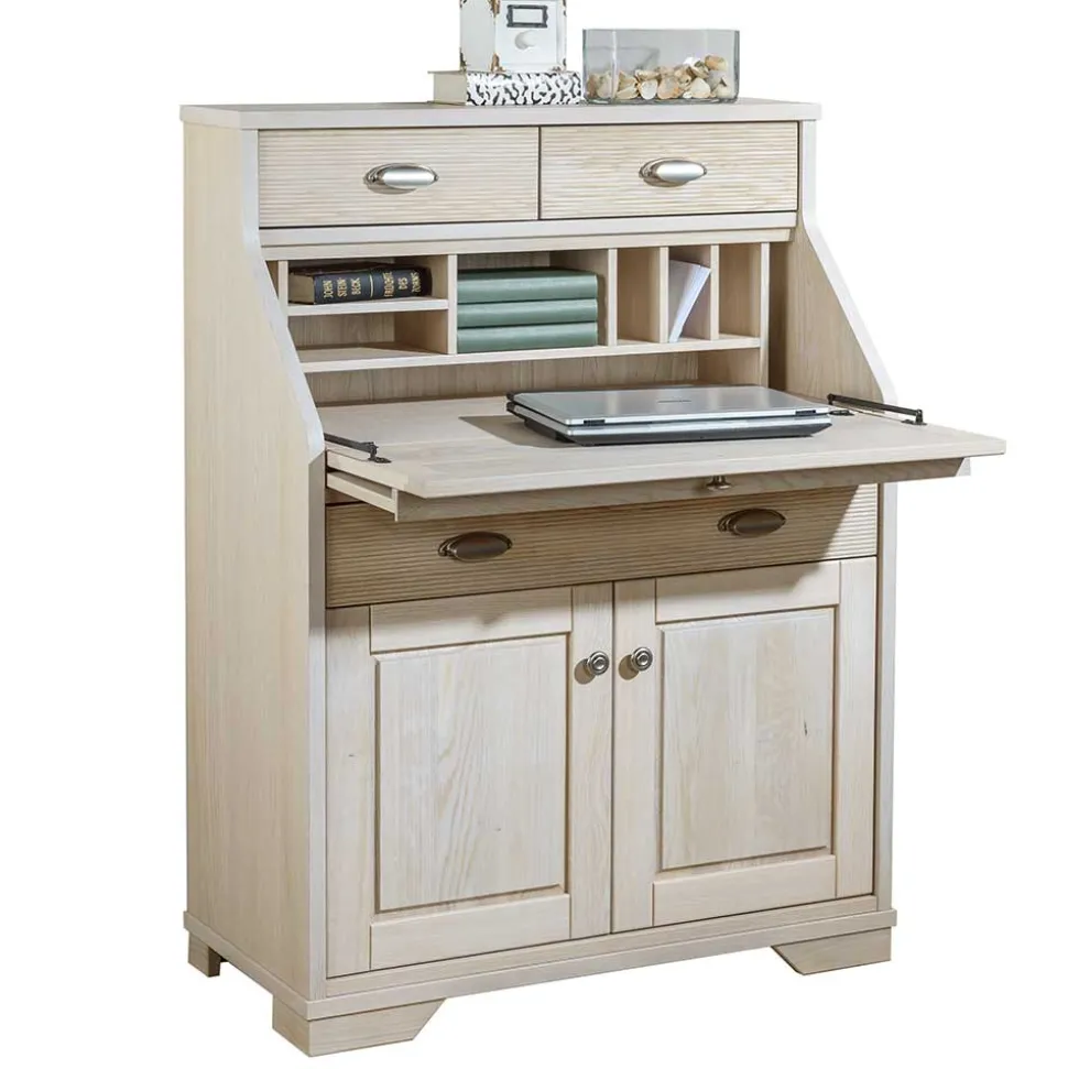 87x117x44 cm Sekretär aus Eiche White Washed - Larioja