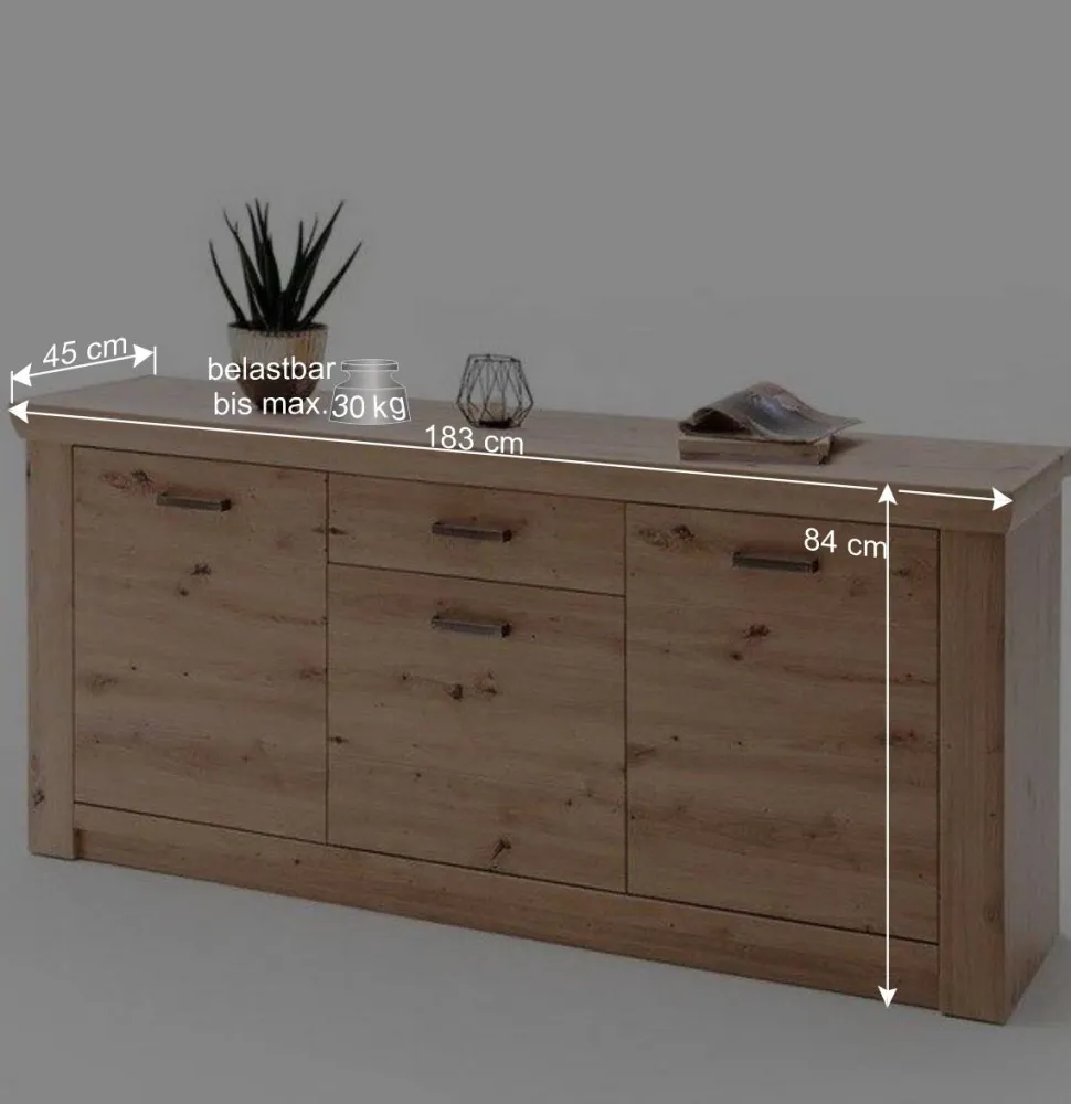 183x84x45 cm Sideboard in Dekor Eiche - Wykina