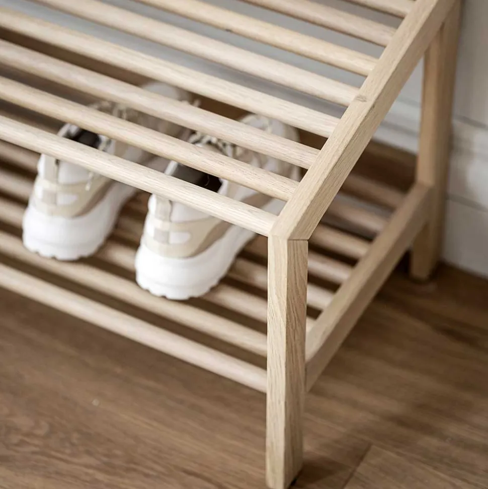 80x40x37 cm Skandi Schuhregal mit zwei Ablagen - Pluta