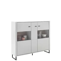 159x136x37 cm 3-türige Kommode mit Glaseinsätzen - Varzino