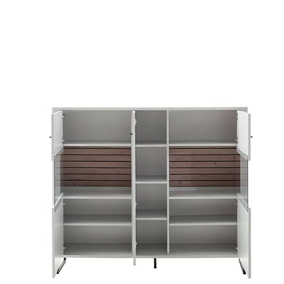 159x136x37 cm 3-türige Kommode mit Glaseinsätzen - Varzino