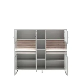 159x136x37 cm 3-türige Kommode mit Glaseinsätzen - Varzino