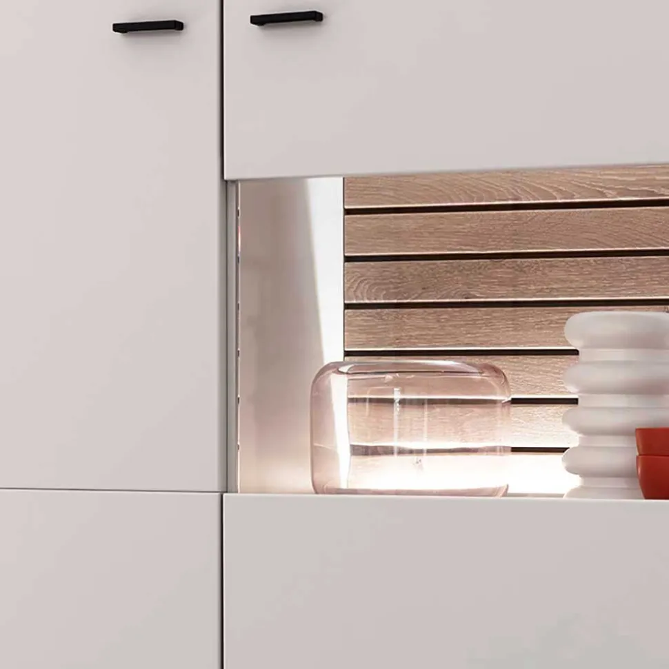 159x136x37 cm 3-türige Kommode mit Glaseinsätzen - Varzino