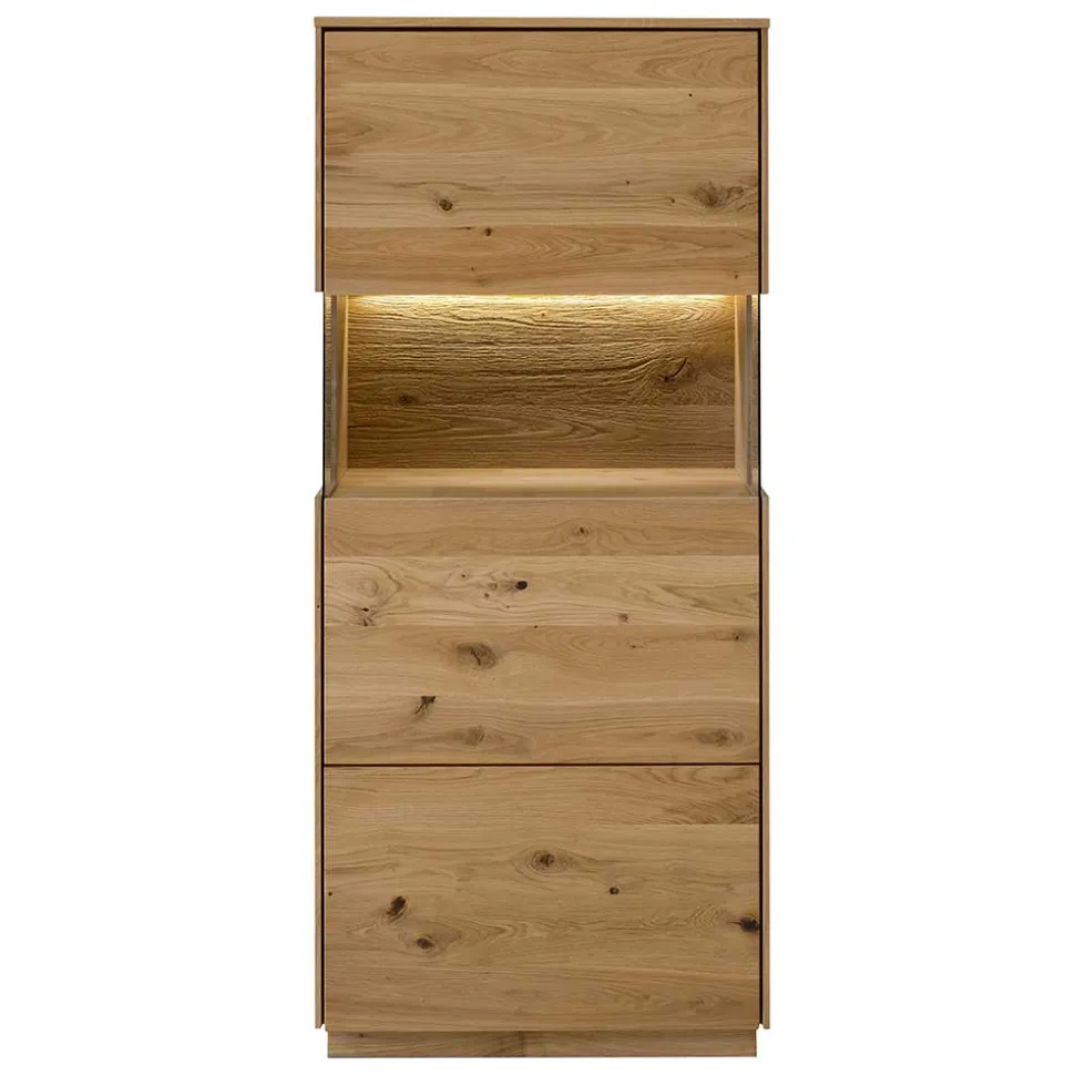 63x145x44 cm 1-türiger Vitrinenschrank aus Massivholz - Obinson