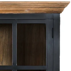 130x230x47 cm Vintage Vitrine Schrank in Schwarz - Niovan