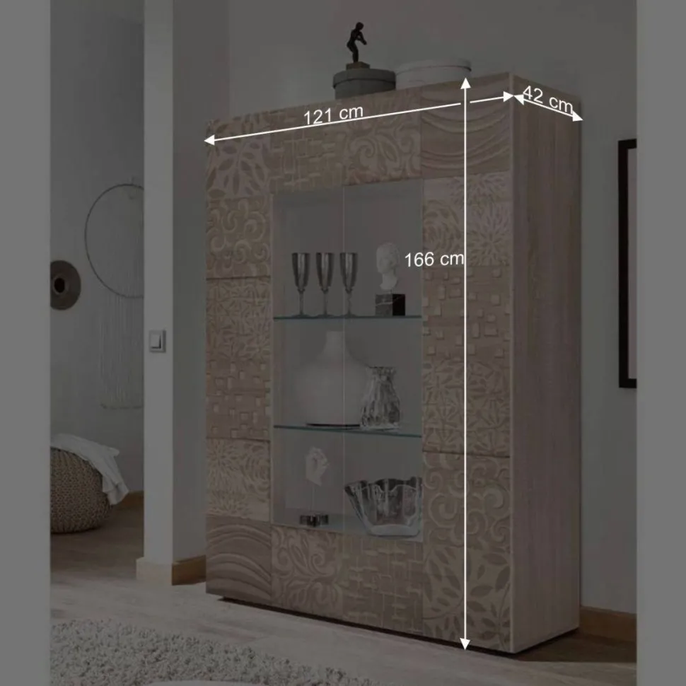 121x166x42 cm Vitrine mit Muster Print Front - Bielvas