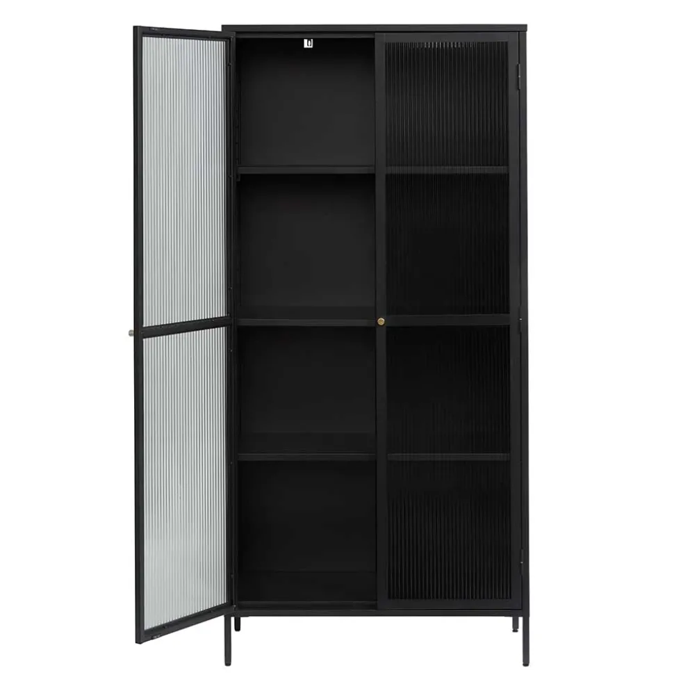 90x190x40 cm Vitrinenschrank aus schwarzem Metall - Gulliver