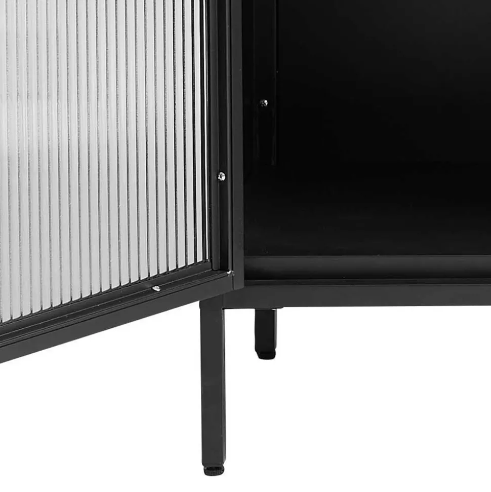 90x190x40 cm Vitrinenschrank aus schwarzem Metall - Gulliver