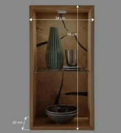 34x64x20 cm Wildeiche Regal mit Glasboden - Acapella