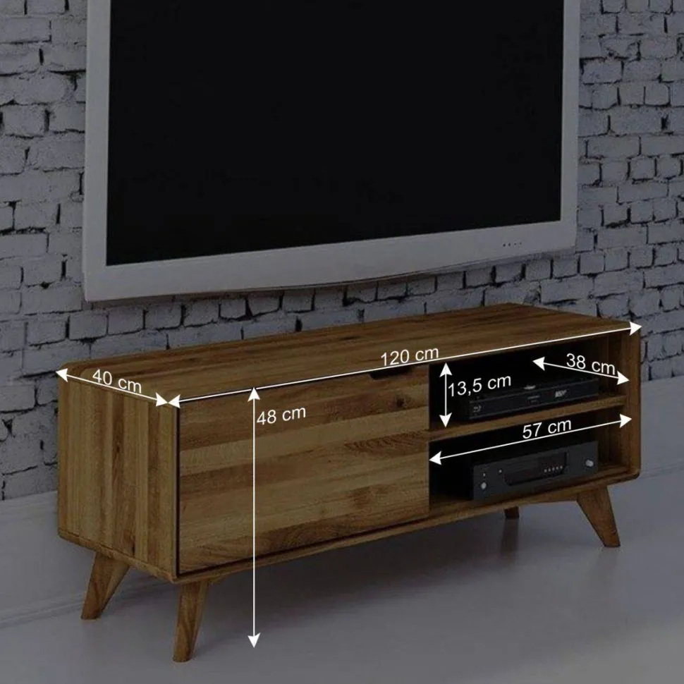120x48x40 cm Wildeiche TV Element mit Tür - Eavy