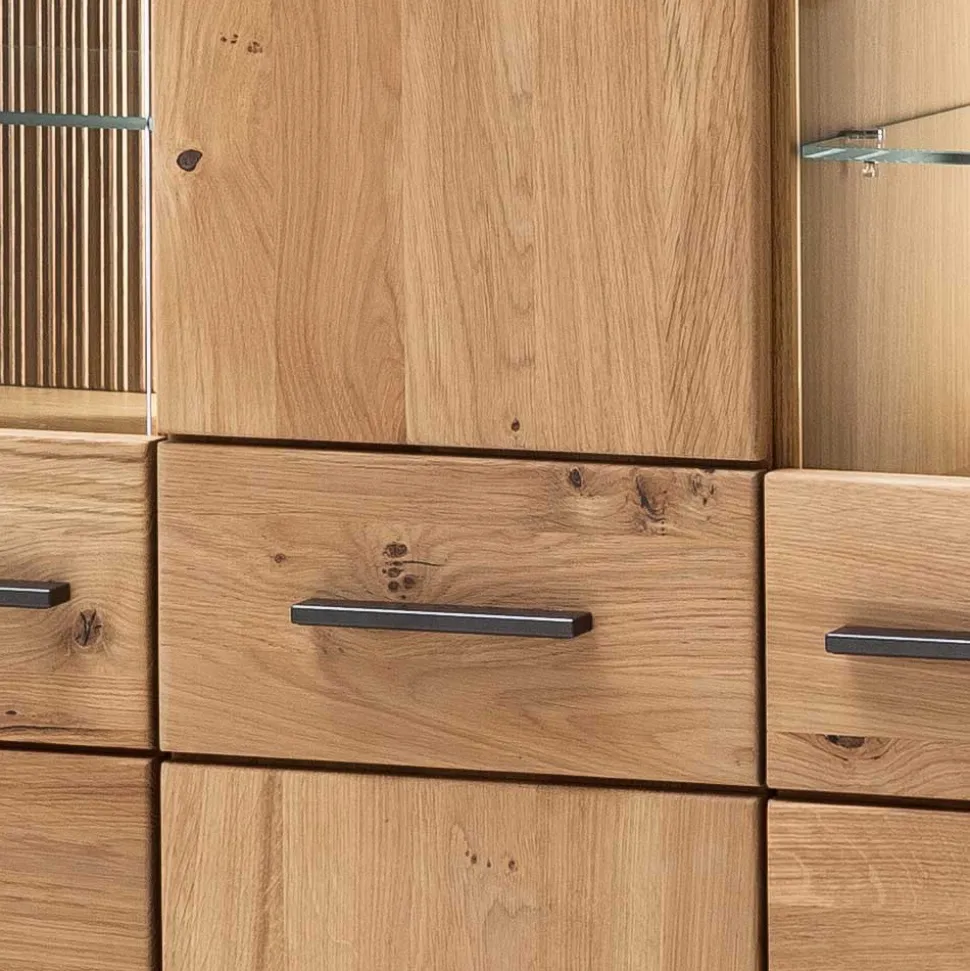 150x121x37 cm Wohnzimmer Schrank in Eiche Bianco - Crupean