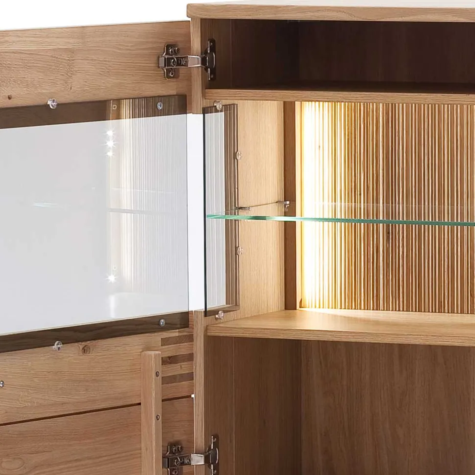 150x121x37 cm Wohnzimmer Schrank in Eiche Bianco - Crupean