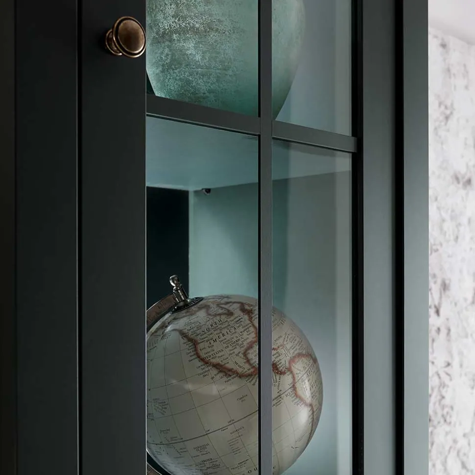 50x197x43 Country Vitrine in Dunkelgrün - Niestov