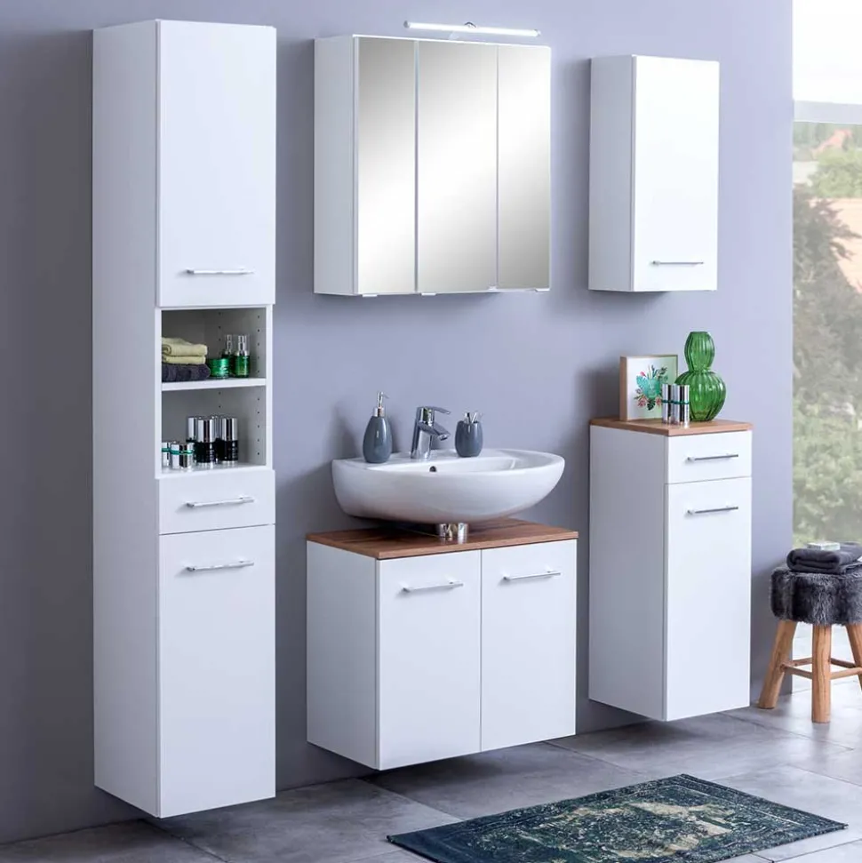 60x66x20 3D Spiegelschrank mit Aufsatzleuchte LED - Lasdias