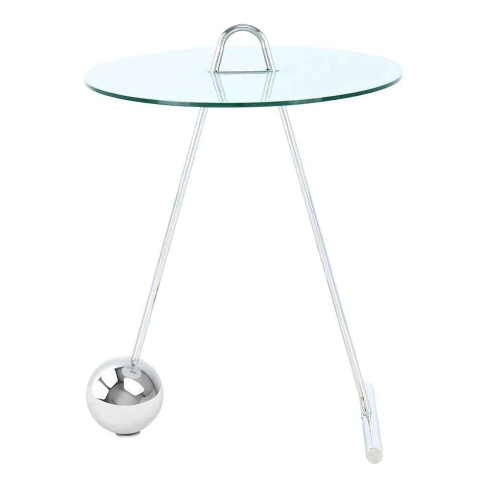 46x60x46 Design Glastisch in Weiß & Silber - Twinta