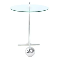 46x60x46 Design Glastisch in Weiß & Silber - Twinta