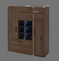 104x123x37 Design Highboard aus Holz & MDF - Assela