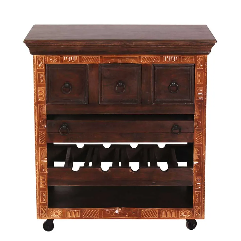 78x85x48 Design Küchenwagen aus Recyclingholz - Solapura